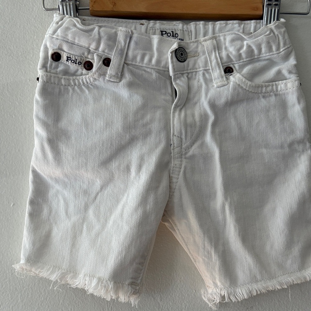 Polo by Ralph Lauren Women's Frayed Hem White Jean Shorts